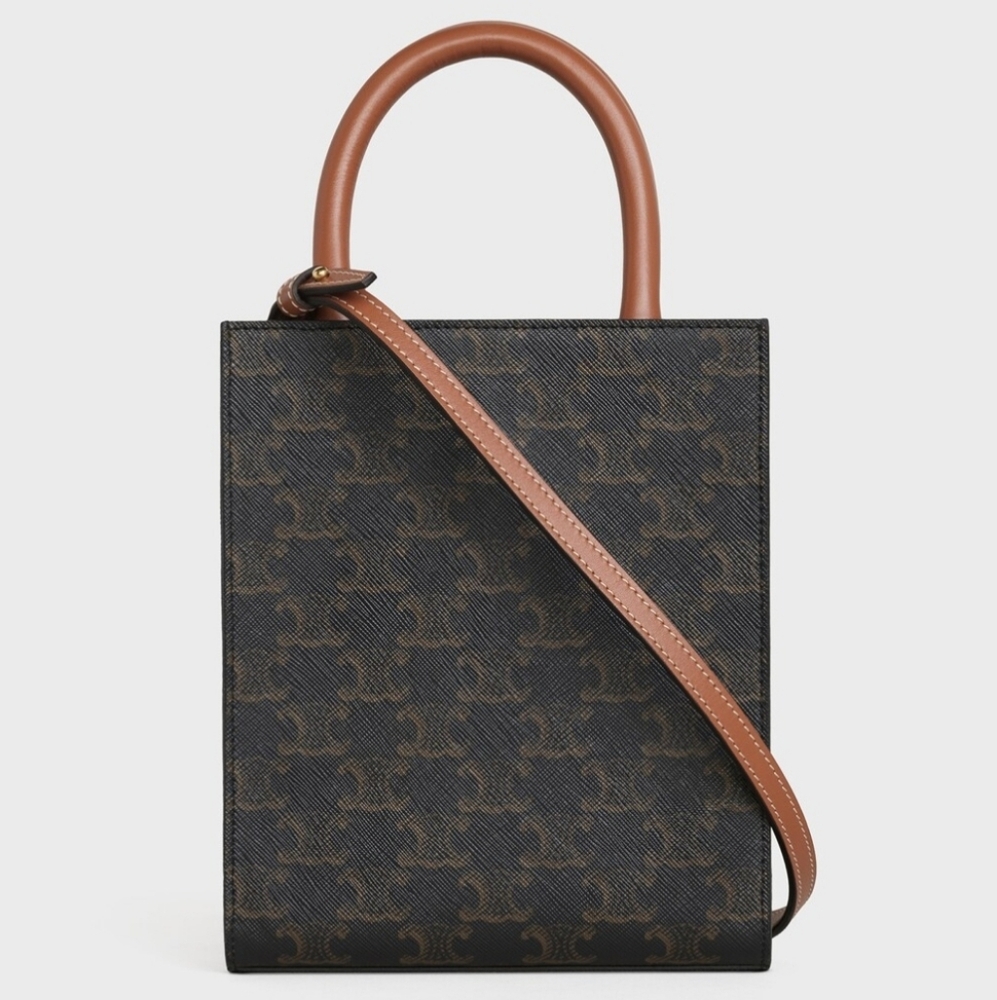 Auth Celine Triomphe Cabas Calfskin Tote Bag - Picture 2 of 9